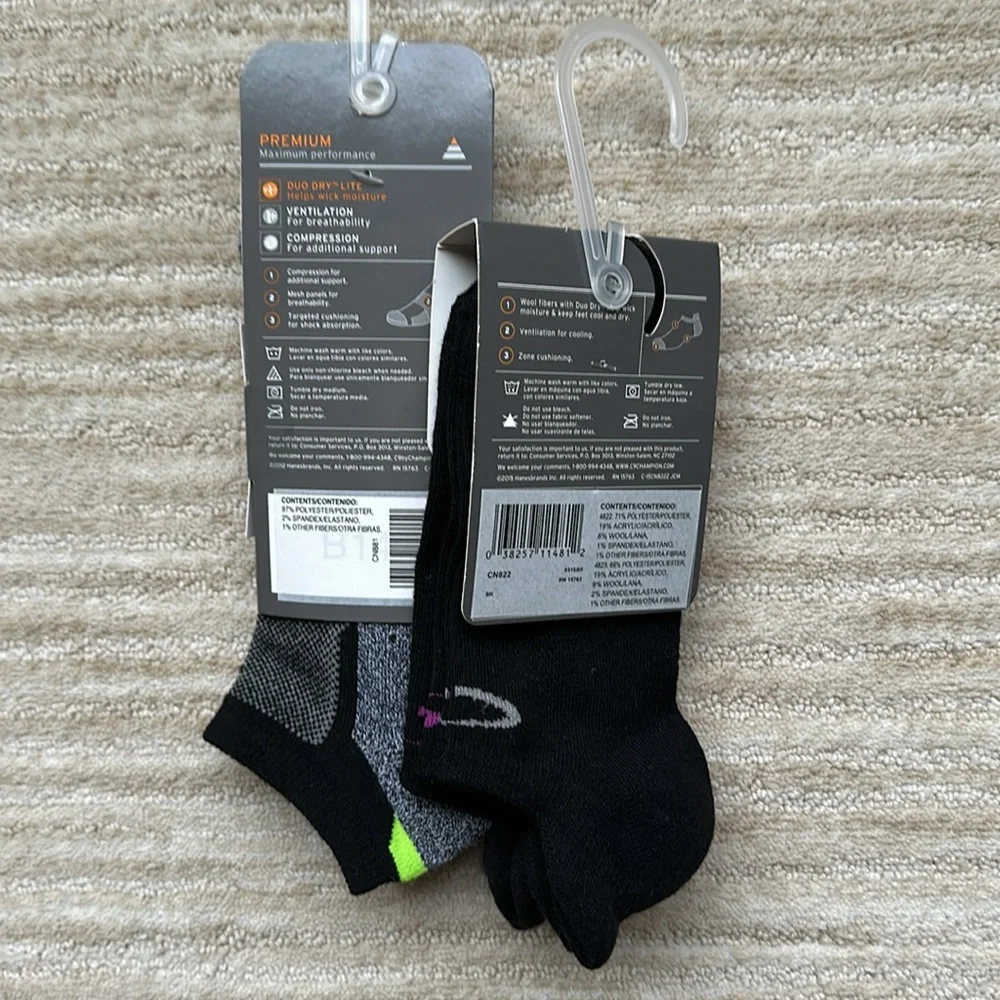 2 Sets of Champion C9 Running Socks Low Cut Wool Blend Compression Size Medium